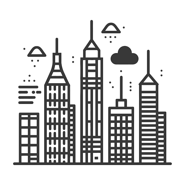 city minimalist line art icon logo symbol icon black color only