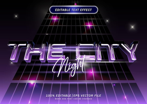 The city night 3d neon text style effect editable