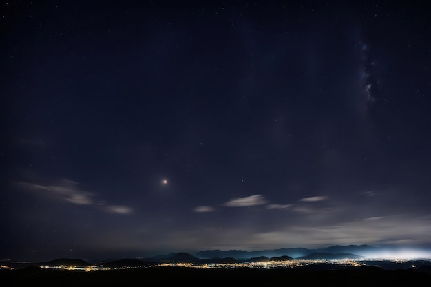 Vector a city at night with a few clouds in the sky