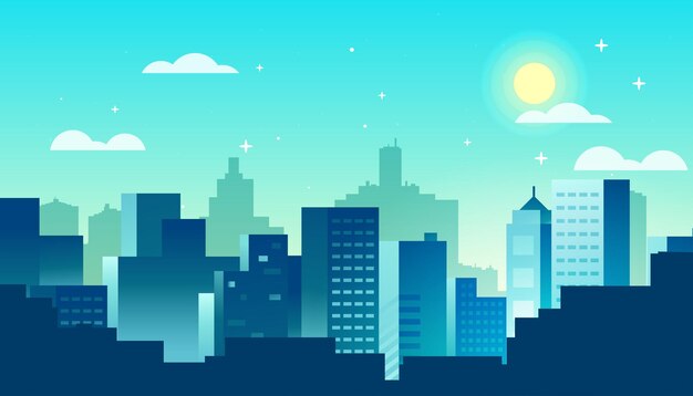 Vector city panorama with cityscape buildings background design