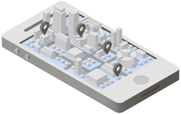 City plan isometric on smartphone