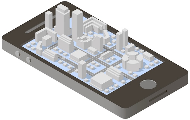 City plan isometric on smartphone