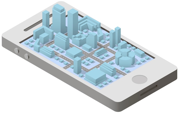 City plan isometric on smartphone