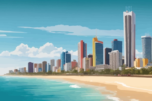 Vector city recife brazil seacost view sea illustration