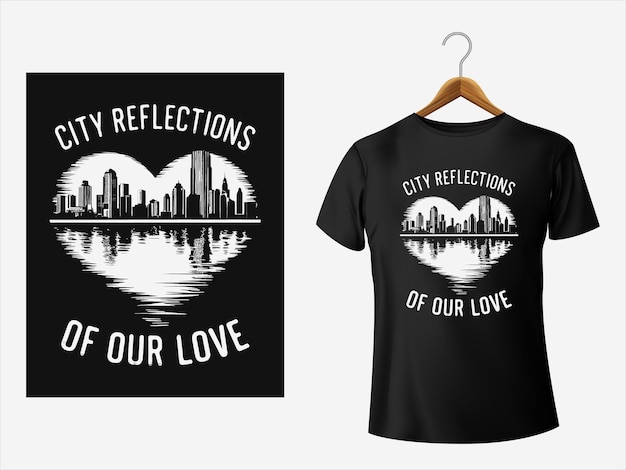 Vector city reflections of our love t shirt design vector illustration for print on eps 10 file