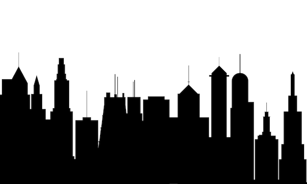 City silhouette banner Skyscrapers silhouette banner Hand drawn vector illustration