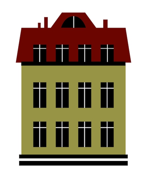 City single silhouette building colored object element