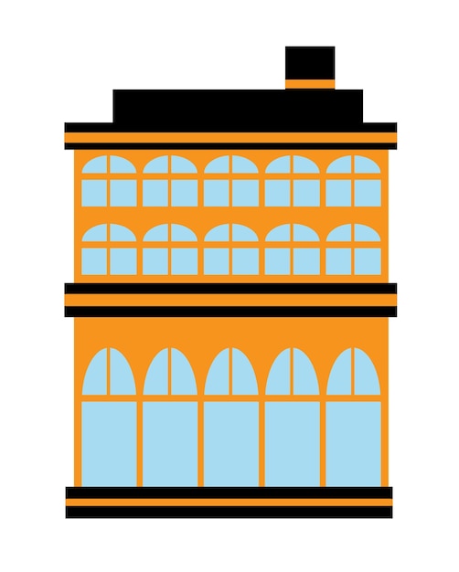 City single silhouette building colored object element