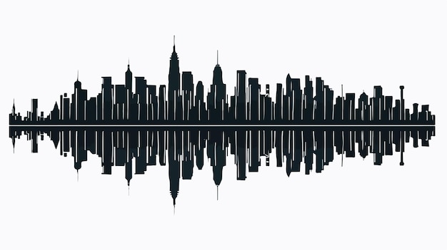 Vector city skyline silhouette graphic equalizer background