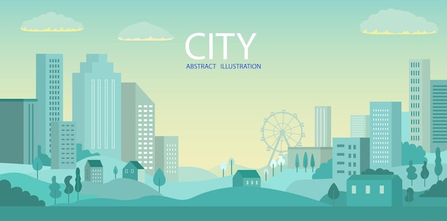 City skyline Vector illustration. Urban landscape. Daytime cityscape.