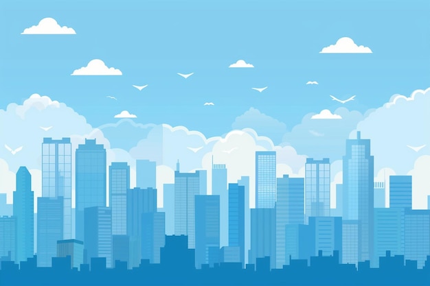 City Skyline with Buildings Illustration