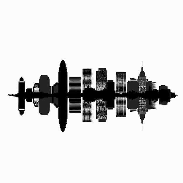 Vector a city skyline with a reflection of a city in the water