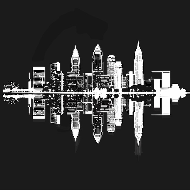 Vector a city skyline with a reflection in the water