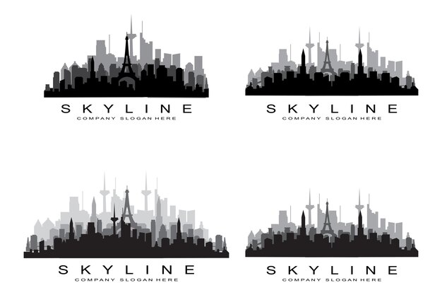 Vector city skylineskyscraper for urban real estate building logo design vector