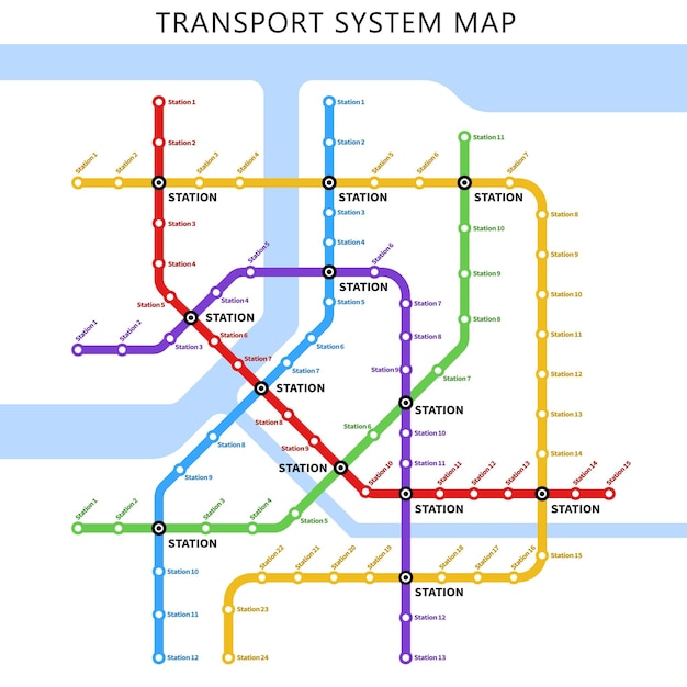 City subway underground transport map or scheme