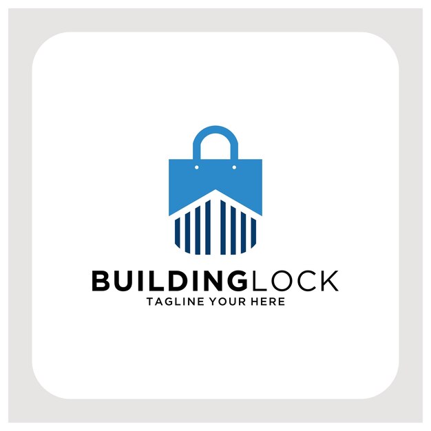 City Town Urban Real Estate Building Architecture with Padlock Keyhole Lock Key logo design