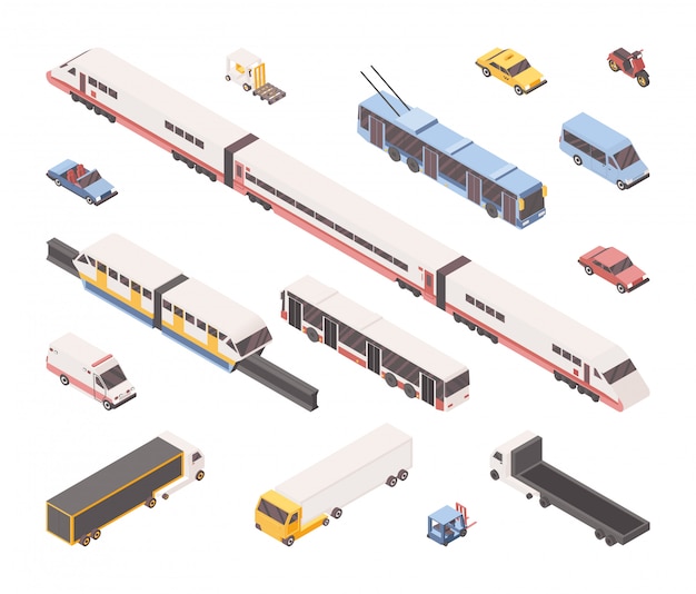 City transport isometric set