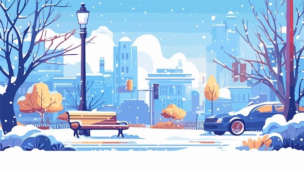 Vector a city in the winter time