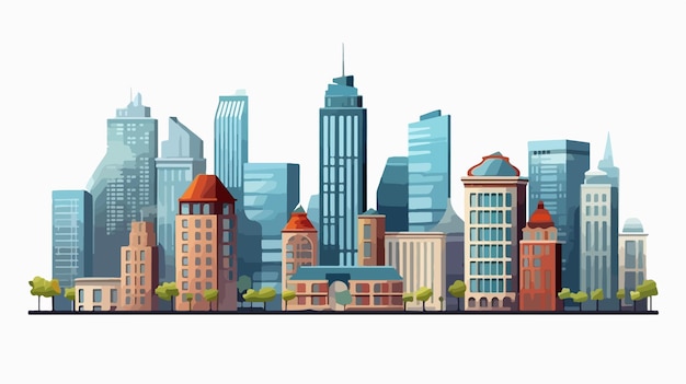 Cityscape Buildings Isolated Icon Cartoon Vector