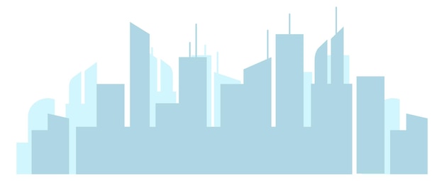 Cityscape silhouette Blue high buildings Urban background