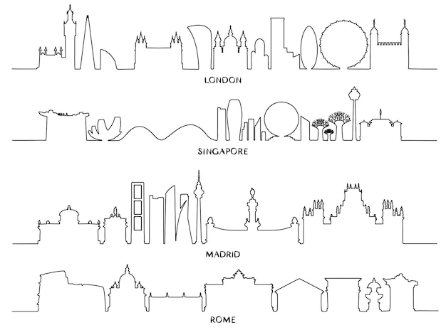 Cityscape Vector Illustration design London Singapore Madrid Rome