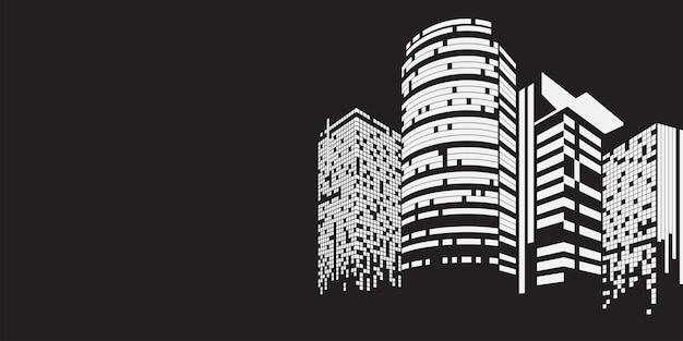 Cityscape on white background Building perspective Modern building in the city skyline city silhouette city skyscrapers Business center Vector illustration in flat design