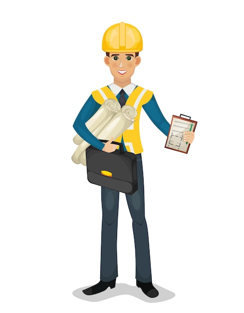 Civil engineer character isolated vector illustration