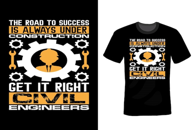 Civil Engineer T shirt design, typography, vintage