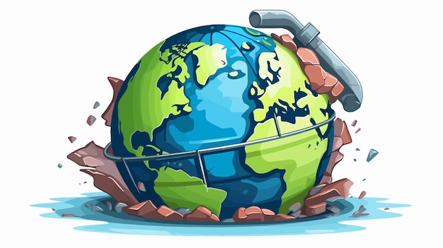 Vector clamp breaking world globe concept for environment