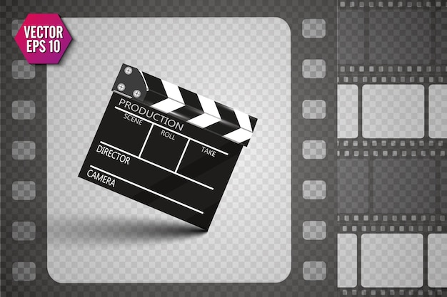 Clapper board on transparent background Movie clapper