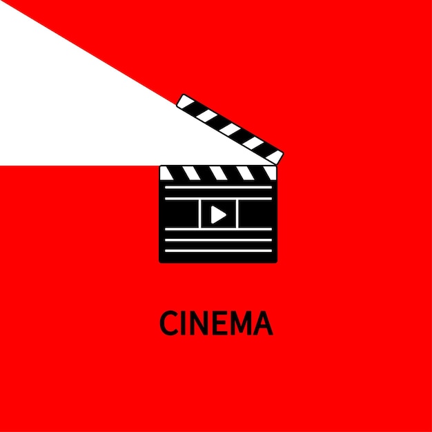 Clapperboard on a red background Movie poster Flat vector illustration