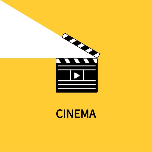 Clapperboard on a yellow background Movie poster Flat vector illustration