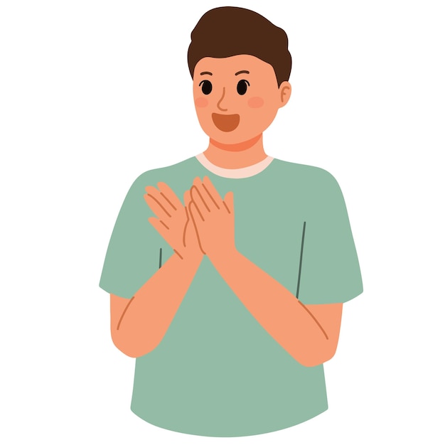 Clapping man with happy face illustration