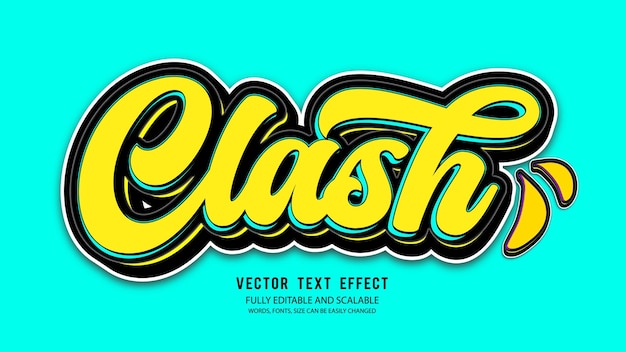 Clash Editable Text Effect Vector Template With Cute Background 3d Style