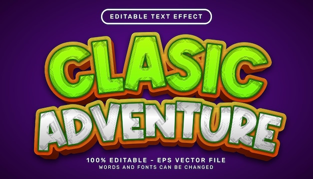 clasic adventure 3d editable text effect template