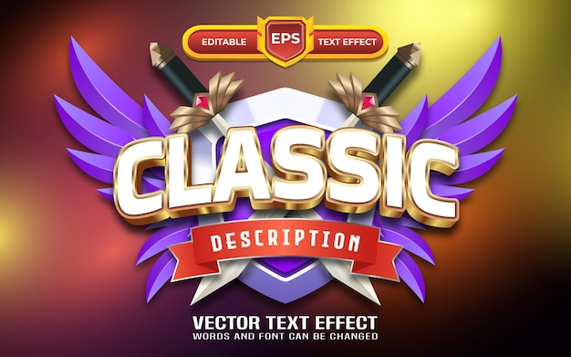 Classic 3d game logo editable text effect