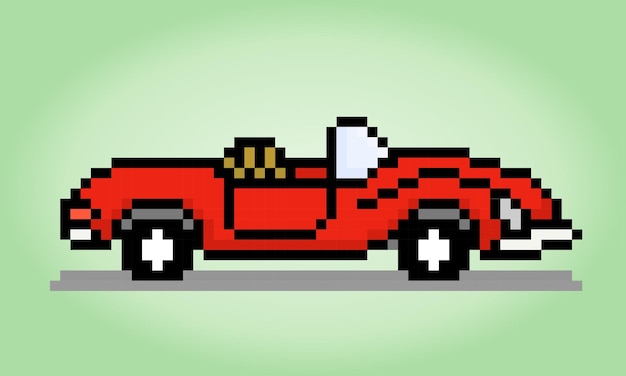 Classic 8 bit car pixel art Vector illustration of a car cross stitch pattern