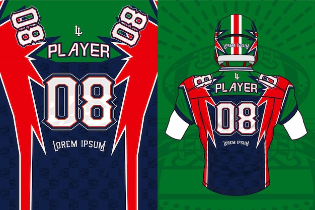 Classic American Football Jersey with checkerboard Pattern and back view vector mockup