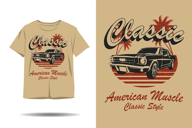 Classic american muscle classic style silhouette tshirt design