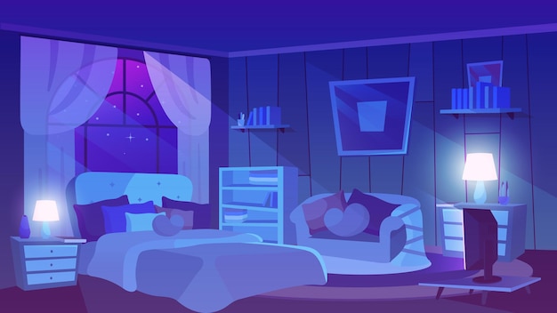 Vector classic bedroom flat illustration