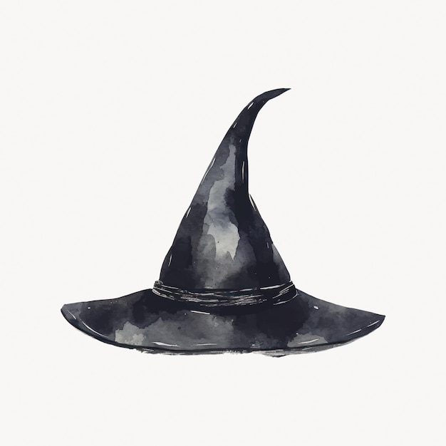 Vector classic black witch hat illustration