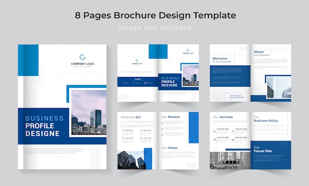 Classic blue 8 pages company profile brochure set