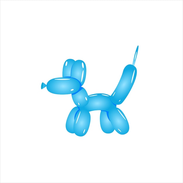 Classic Blue Balloon Dog Realistic Vector Illustration Isolated On White Background