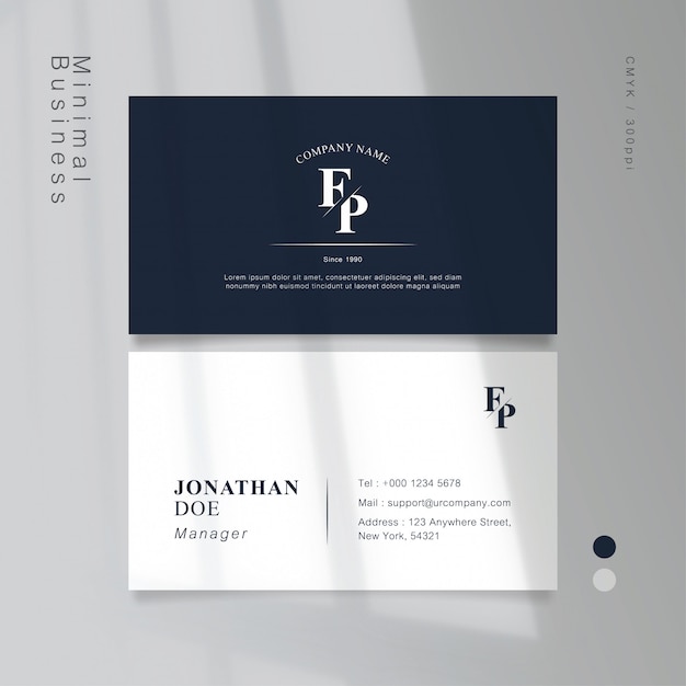 Classic blue minimal vintage business card