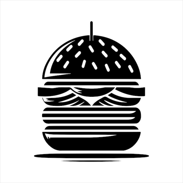 Vector classic burger silhouette a timeless fast food icon black colour vactor