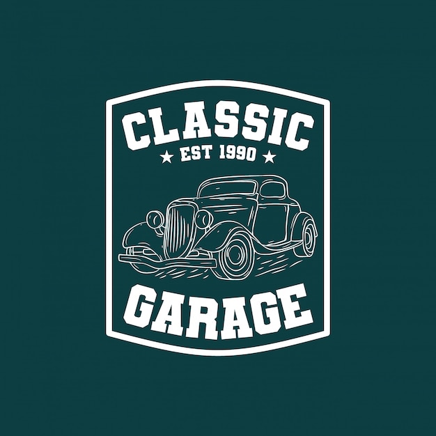 Classic car garage badge logo 