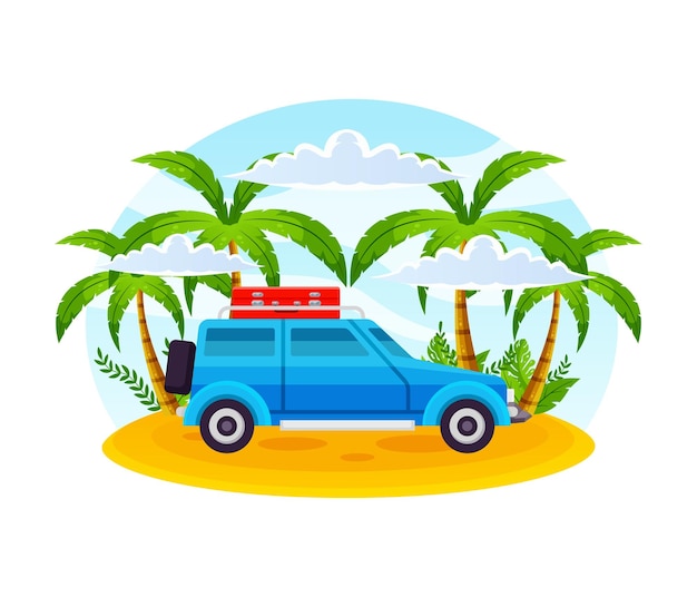 Classic car illustration for holiday poster