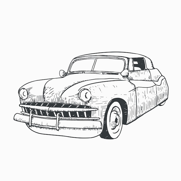 classic car line art illustration