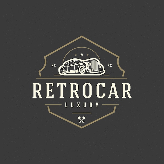 Vector classic car logo template vector design element vintage style for label or badge