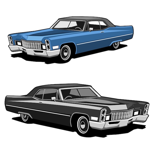 Classic car retro vintage illustration design vector